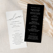 Programme de mariage noir et blanc de script moder