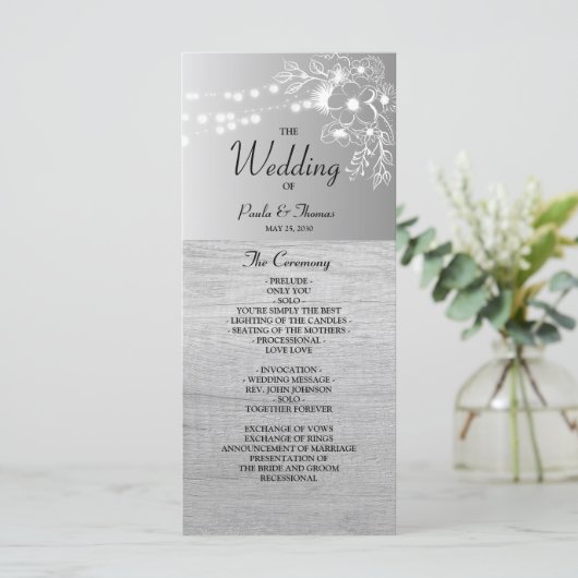 Programme de mariage noir et blanc en argent (Debout devant)