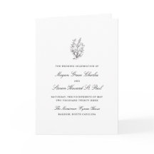 Programme de mariage noir et blanc Fleur sauvage s