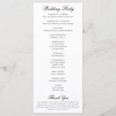 Programme de mariage noir et blanc formel (Dos)