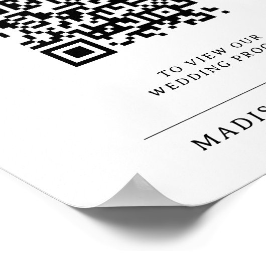 Programme de mariage noir et blanc Poster du code  (Coin)