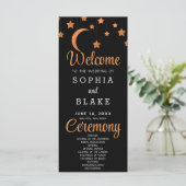 Programme de mariage noir et rose gold étoiles lun (Debout devant)