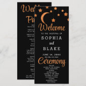 Programme de mariage noir et rose gold étoiles lun (Devant / Derrière)