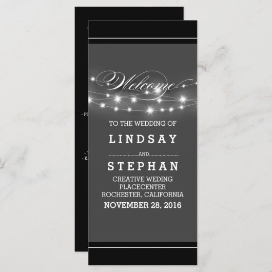 programme de mariage noir gris blanc élégant (Devant / Derrière)