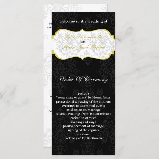 programme de mariage noir jaune (Devant / Derrière)