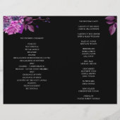 Programme de mariage noir plié. Fleurs violettes (Dos)