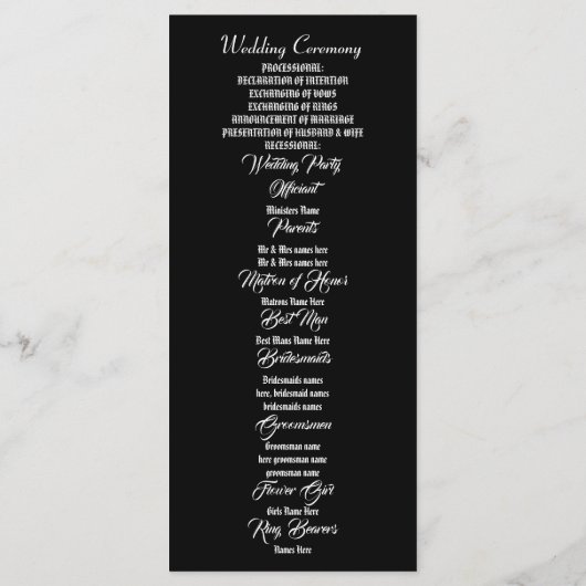 Programme de mariage noir rose et crâne (Dos)