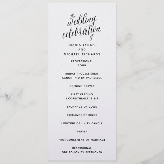 Programme de mariage noir simple (Devant)