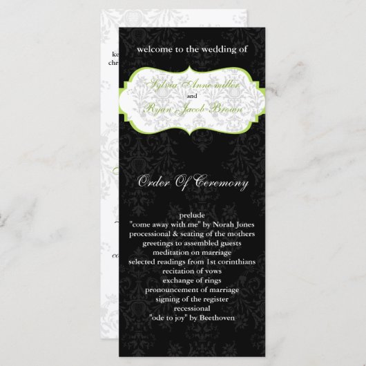 programme de mariage noir vert (Devant / Derrière)