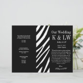 Programme de mariage noir Zebra Stripes Motif (Debout devant)