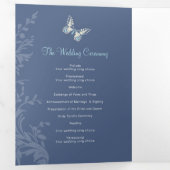Programme de mariage nuances de papillons bleus (Intérieur en premier)