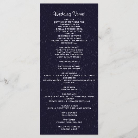 Programme de mariage | Nuit étoilée (Dos)