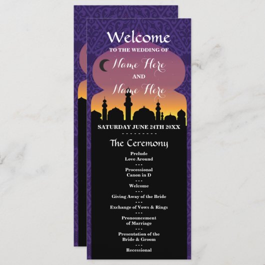 Programme de mariage Nuits Arabes (Devant / Derrière)