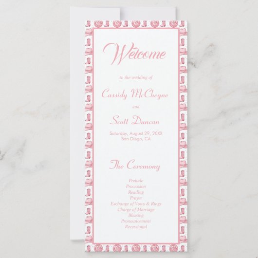 Programme de Mariage Occidental Rose Cute (Devant)