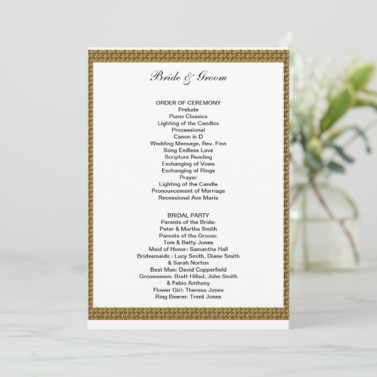 Programme de mariage officiel Blanc et Or (Debout devant)