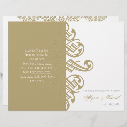 Programme de mariage officiel des ornements d'impr (Devant / Derrière)