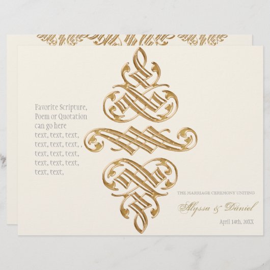 Programme de mariage officiel des ornements d'impr (Devant / Derrière)