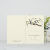 Programme de mariage oiseaux vintage jaune et gris (Debout devant)