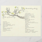 Programme de mariage oiseaux vintage jaune et gris (Dos)