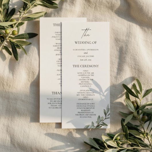 Programme de mariage Olive Branch | Élégante verdu