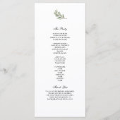 Programme de mariage Olive Branch | Minimaliste (Dos)