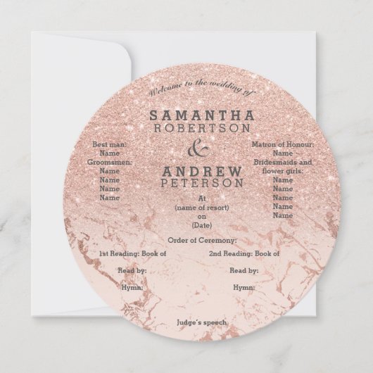 Programme de mariage ombré pailleté en marbre or r (Devant)