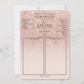 Programme de mariage ombré rose doré faux pailleté (Devant)
