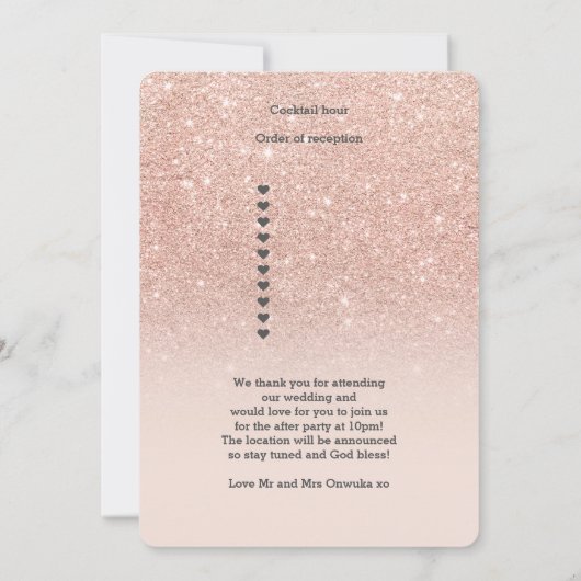 Programme de mariage ombré rose doré faux paillett (Dos)