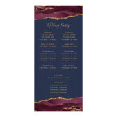 Programme de mariage or agate bordeaux marine pas  (Dos)
