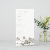 Programme de mariage or avec palmier de plage trop (Debout devant)