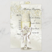 Programme de Mariage Or Crème Perle Floral Roses (Devant / Derrière)