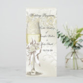 Programme de Mariage Or Crème Perle Floral Roses (Debout devant)