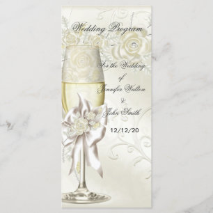 Programme de Mariage Or Crème Perle Floral Roses