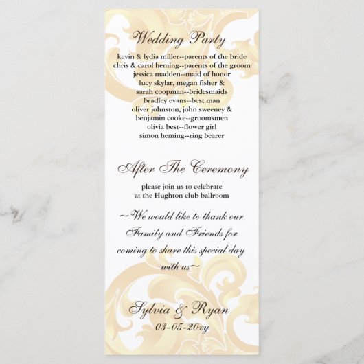 Programme de mariage "or et brun" (Dos)