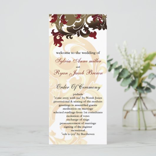 programme de mariage or et rouge (Debout devant)