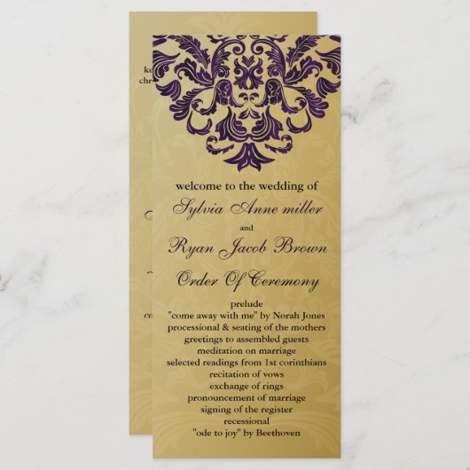 programme de mariage or et violet (Devant / Derrière)