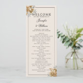 Programme de mariage or floral rustique naturel (Debout devant)