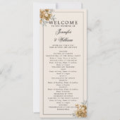 Programme de mariage or floral rustique naturel (Devant)
