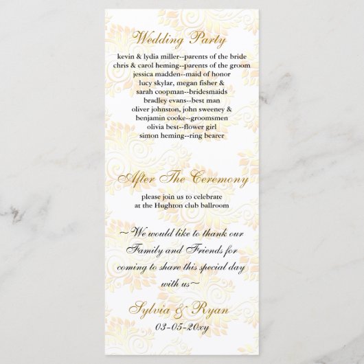 programme de mariage or monogramme (Dos)