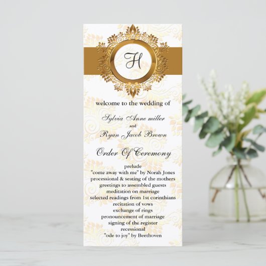 programme de mariage or monogramme (Debout devant)