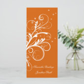 Programme de mariage Orange Blanc Floral Élégant S (Debout devant)
