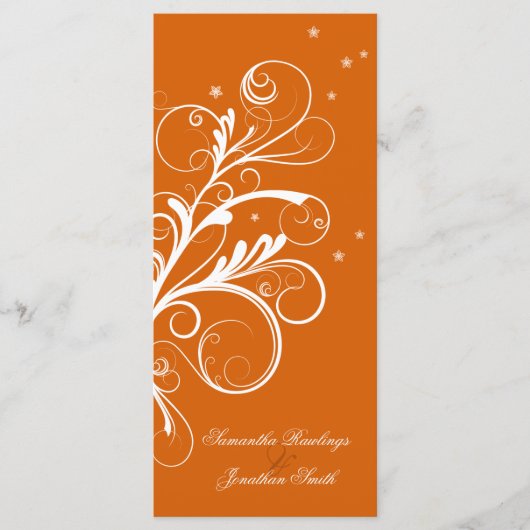 Programme de mariage Orange Blanc Floral Élégant S (Devant)