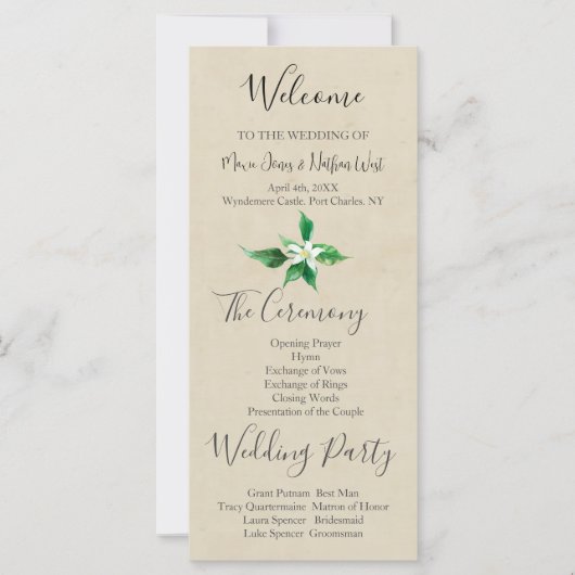 Programme de mariage Orange Blossom (Devant)