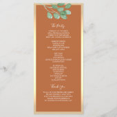 Programme de mariage orange brûlé rustique (Dos)