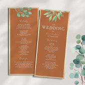 Programme de mariage orange brûlé rustique