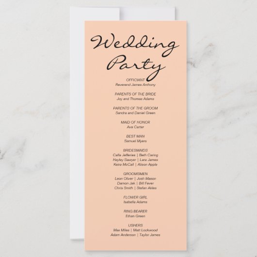 Programme de mariage orange et blanc Citrouille Or (Dos)