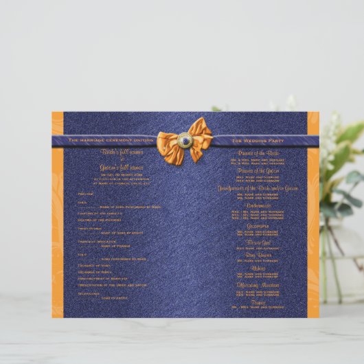 Programme de mariage orange et bleu (Debout devant)