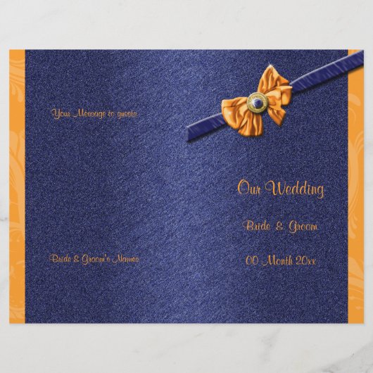 Programme de mariage orange et bleu (Dos)