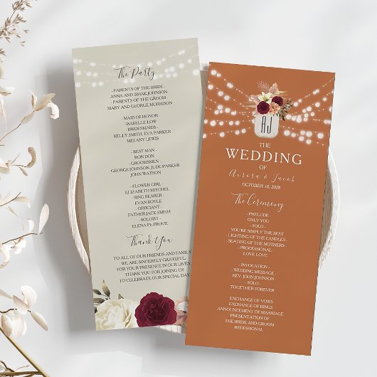 Programme de mariage orange terracotta