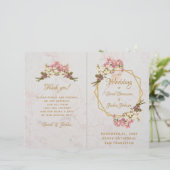 Programme de mariage Orchidées rose or Marbre Géom (Debout devant)